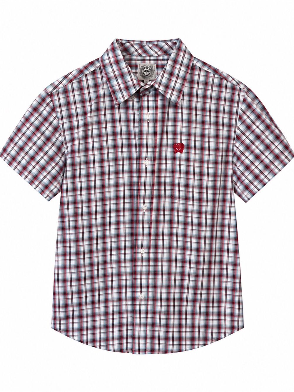 Cinch Boy’s Short-Sleeve Plaid Button-Down Shirt - Red/Blue/White